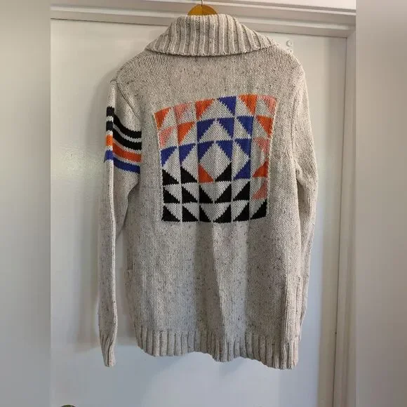 Roxy Southwestern Knit Cardigan Jacket  with Striped Sleeve Tribal Back - Picture 4 of 4